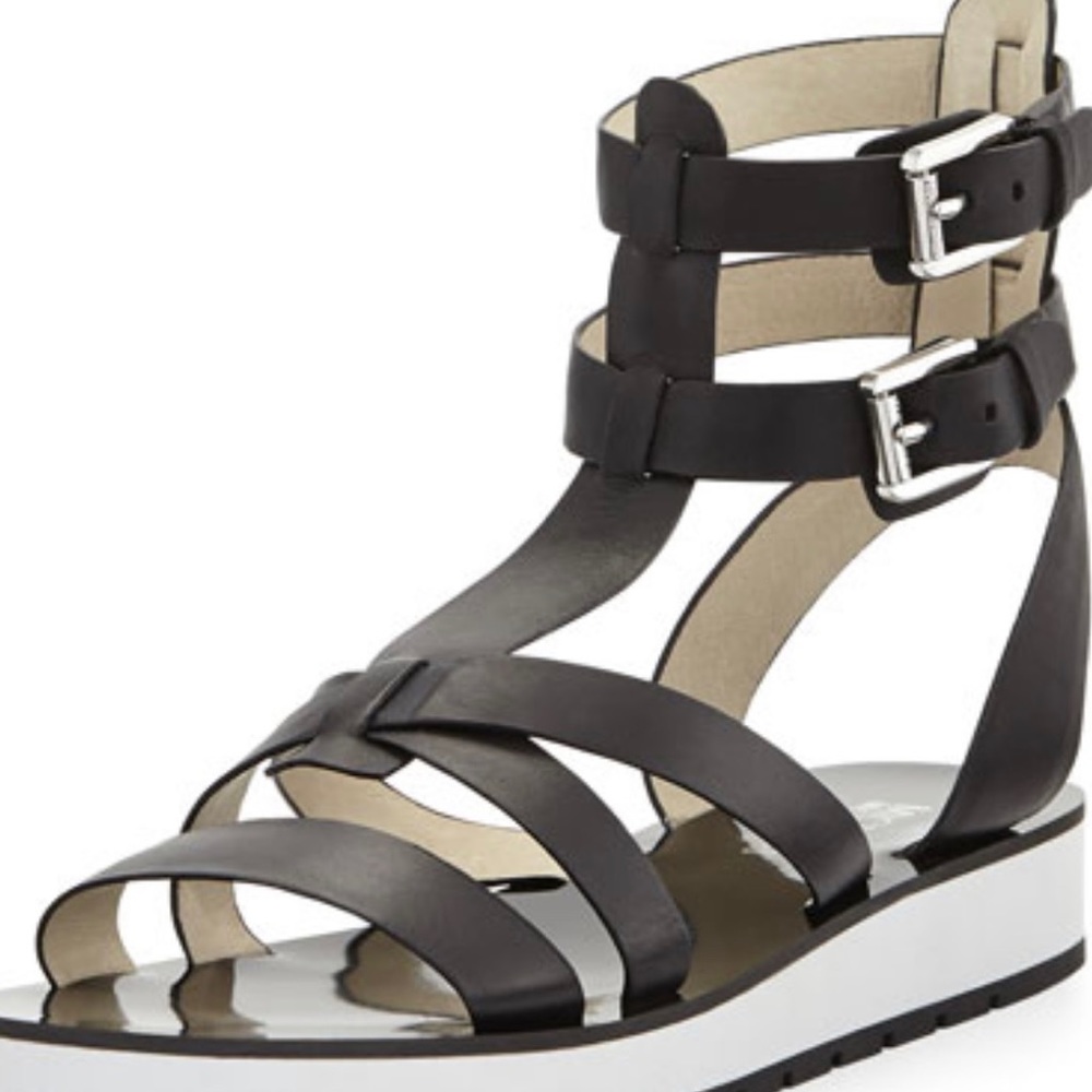 MICHAEL KORS JUDIE VACHETTA FLAT GLADIATOR BLACK SANDAL  36.5 NIB - Picture 4 of 10